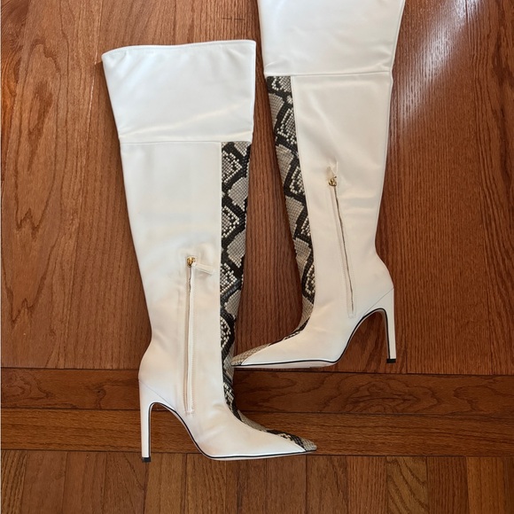 Good American White Leather Snakeskin OTK Boots. Size 6. Perfect. - Picture 3 of 9